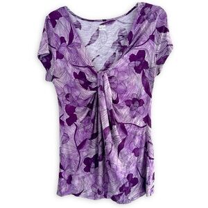 A.N.A Floral Purple & Lavender Knit Tie Dye Blouse